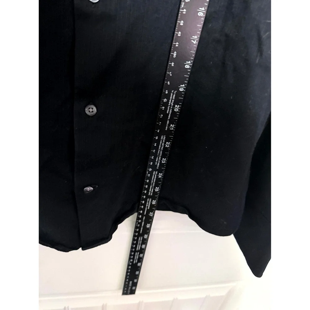 Banana Republic Button Down Shirt Mens L Black Long Sleeve Cotton Textured